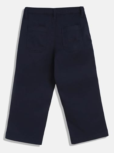 Girls Solid Straight Fit Cotton Trouser Blue