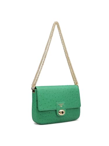 Da Milano Genuine Leather Green Shoulder Bag (00300B) (Small)