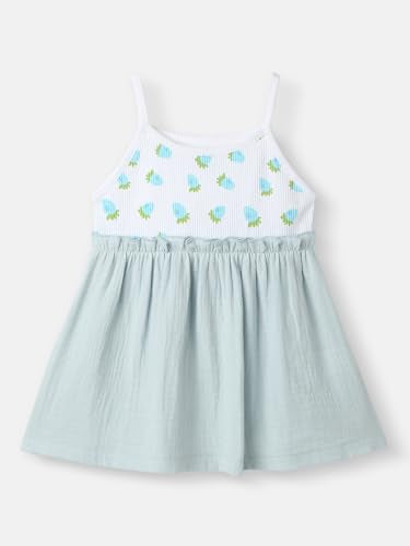 Nautinati Girls Printed Gathered Waistline Dress | Age 0-24 Months Blue