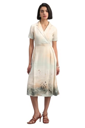 Women Beige Print Casual Dress
