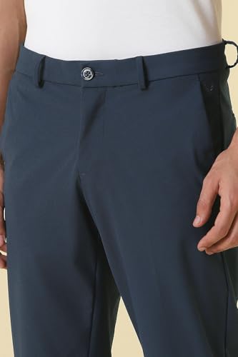 Men Blue Solid Casual Trousers