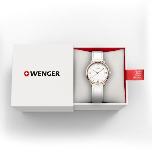 WENGER Urban Donnissima Swiss Made, 35 mm, White Dial, Rose-Gold Stainless Steel Bracelet, Women's Watch - 60.1721.119