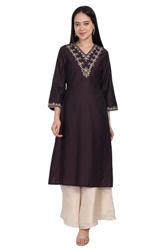 W for Woman Purple Embroidery Embellished A-Line Kurta (W13300-224415-M)