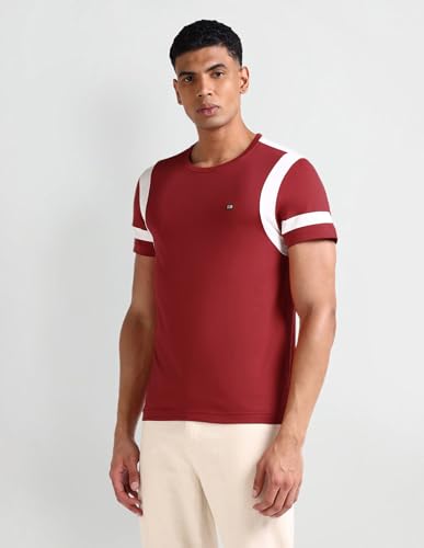Arrow Sport Mens Red Solid Crew Neck Short Sleeve Men's T-Shirts & Polos (ASAEOTS5128_Red_XL)