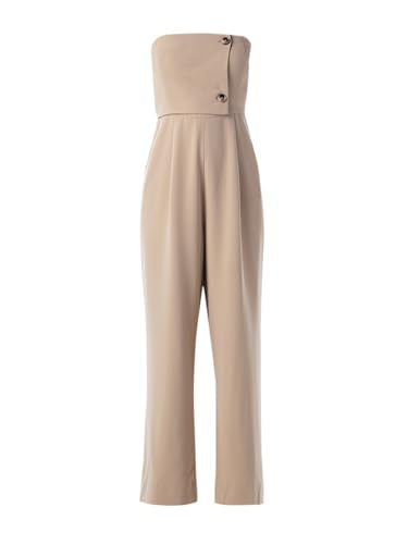 ONLY Women's Solid Regular Fit Beige Jumpsuit