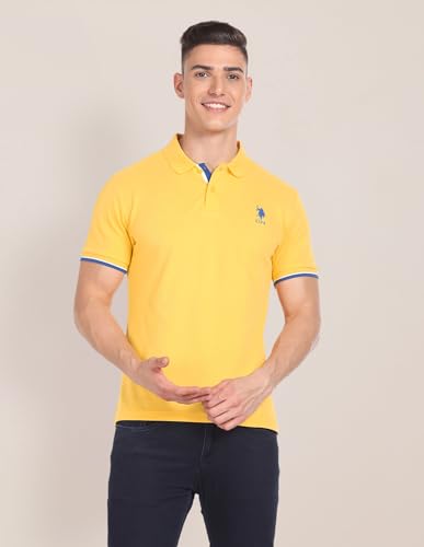 U.S. POLO ASSN. Men's Solid Slim Fit Polo Shirt (USTSHF0227_Yellow