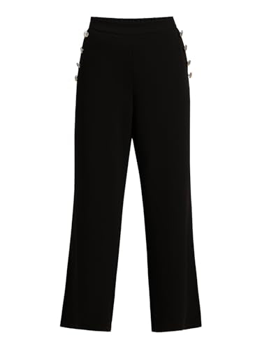 VERO MODA Women's Straight Fit High-Rise Black Pants