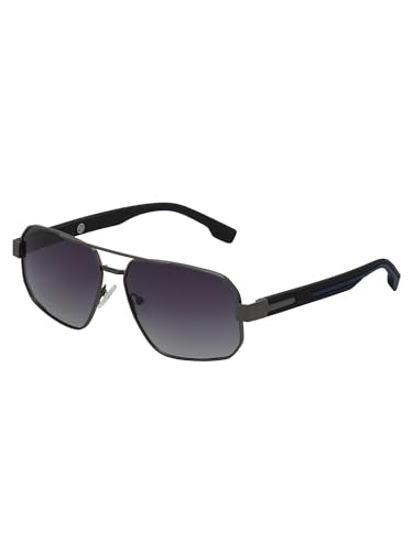 Carlton London Unisex Premium Metallic & Black Toned Grey UV with Polarised Lens Rectangle Sunglass