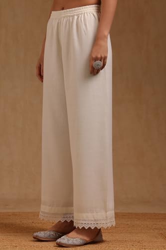 Soch Womens Off White Linen Botanical Printed Salwar Suit With Beads