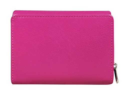 Calfnero Women's Genuine Leather Wallet-Long Purse Wallet with Multiple Card Slots, Zip Pocket and Note Compartment. (Pink)
