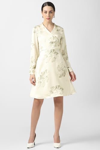 Van Heusen Women's Polyester Modern Knee-Length Dress (VWDRERGFZ58479_Beige