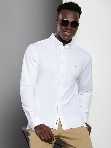 Tommy Hilfiger Solid Regular-Fit Woven Shirt White