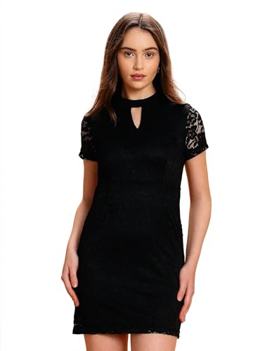 U.S. Polo ASSN._Solid Regular Fit Lace Dress, (UWAW25DRS216_Black_XS)