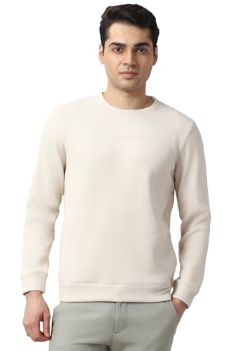 Men White Textured Crew Neck Sweatshirt