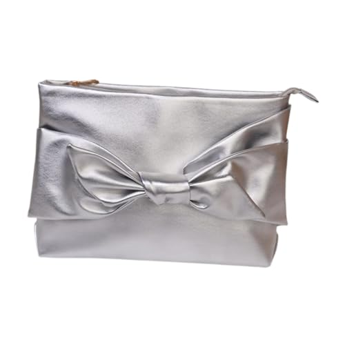 LOOM TREE® Bow Clutch Bag Decoration Pu Leather Evening Handbag For Wedding Lady Dating Silver | Womens Handbags & Bags