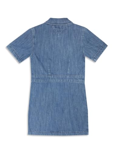 Girls Cotton Spread Collar Denim Dress