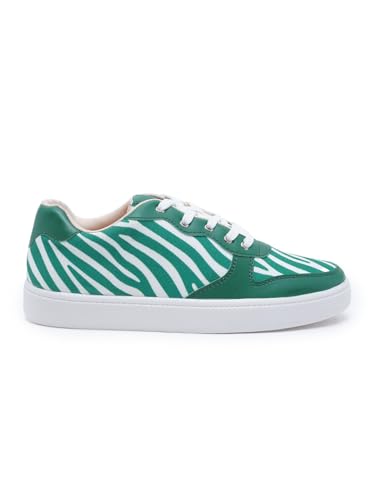 THE QUIRKY NAARI Green - Z Sneakers in Playful Pattern | Green | 5 UK