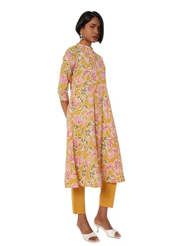 Max Women Printed A-line Kurta Set (Yellow_XXL)