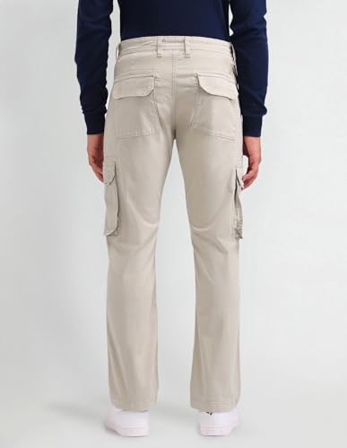 U.S. POLO ASSN. Mens Straight Fit Overdyed Cargos (UDTROO001_Stone_34)