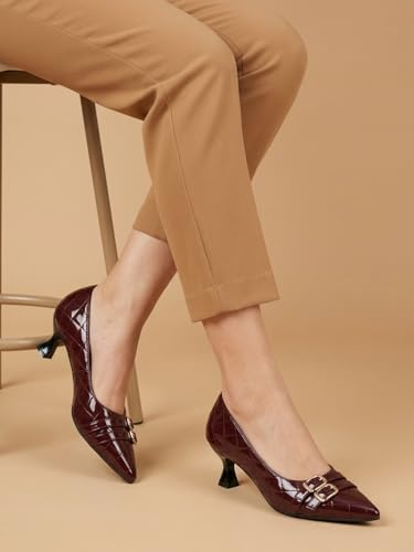 ELLE Women Fashion Pump,Wine,UK-4