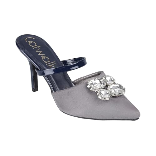 Catwalk Women Stylised Open Back Kitten Heels | For Women & Girls (GREY,4 UK)