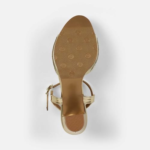 Mochi Women's Back Strap closure Casual - Slides with Block Gold Heel UK/6 EU/39(54-216)