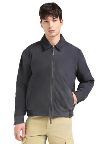 Solid Regular Fit Leather Jacket