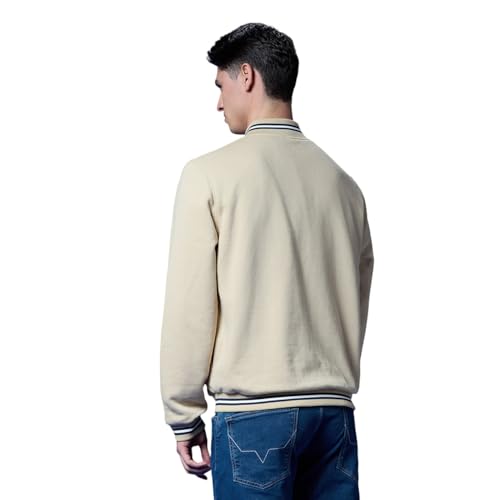 Pepe Jeans White Baseball Neck Full Sleeve Lightweight Sweatshirt