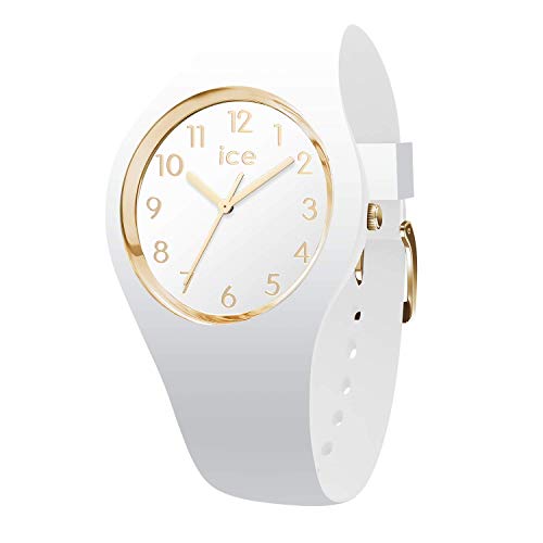 Ice-Watch - ICE Glam White Gold Numbers - Women's Wristwatch with Silicon Strap, White, Small (34 mm), Small (34 mm)