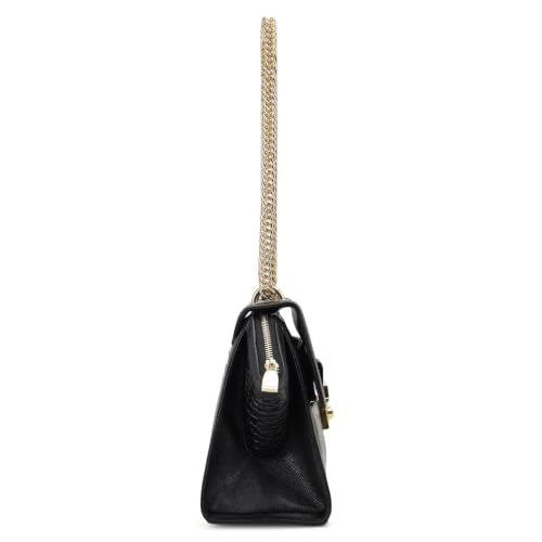 Da Milano Leather Satchel Bag for Women - Black (LB-02436)