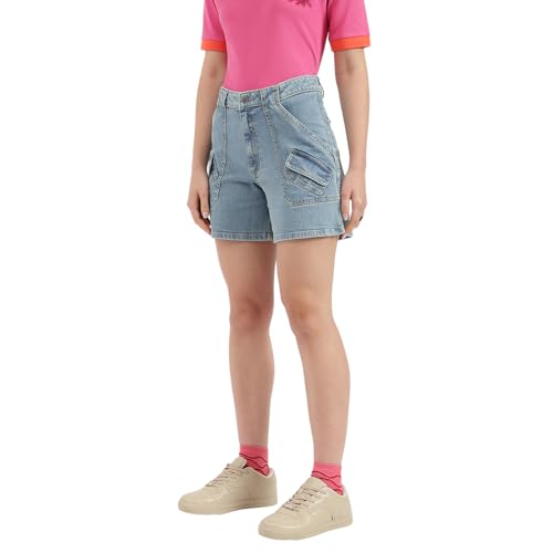 United Colors of Benetton Solid Regular Fit Utility Denim Shorts -25A4DENIM891I901 (Size : 30)
