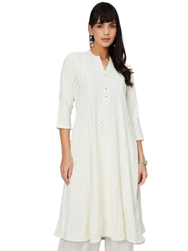 Max Women's Wool Regular Kurta (KALKUR52006_Off White