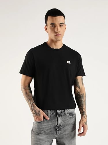 Calvin Klein Jeans Solid Regular Fit Cotton T Shirt Black