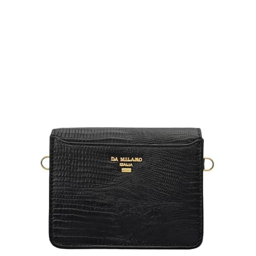 Da Milano Premium Leather Sling Wallet for Women | Multi Compartment Travel Wallet - Black (10563)