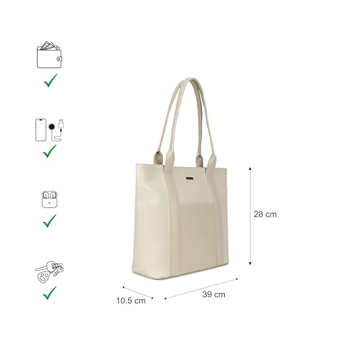 Fastrack Croco Crush Tote | White Faux-Leather Women's Handbag | Textured Croco Design with Gold Hardware | Double Handles, Zipper Closure & Organised Storage
