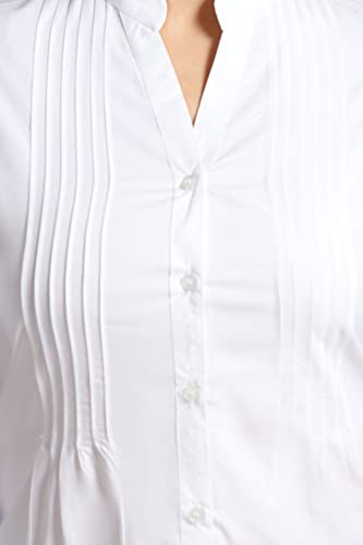 QUEEN SHIELD Women's Rayon Formal Shirt with Front Pleated & 3/4th Sleeves QS_4102 (in, Alpha, M, Regular, White)