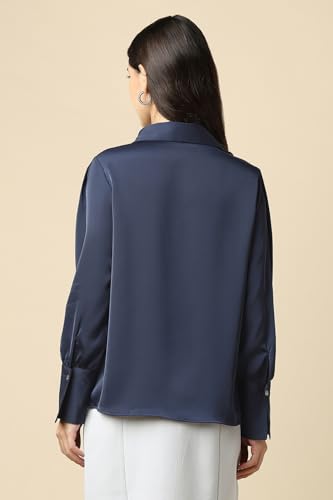 Allen Solly Women Navy Solid Long Sleeves Shirt