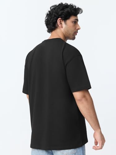 The Souled Store Breaking Limits Men and Boys Short Sleeves Round Neck Black Graphic Printed Casual Lightweight Drop Shoulder Streetwear Trendy Oversized T-Shirt