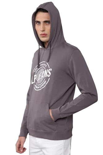 Louis Philippe Men Casual Grey Graphic Print Sweatshirt