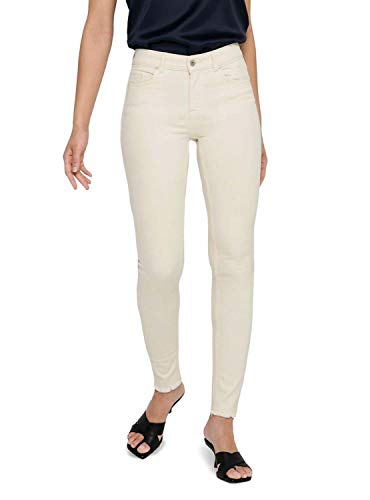 ONLY Women Solid Cotton Blend Crop Length Skinny Fit Mid Rise White Jeans