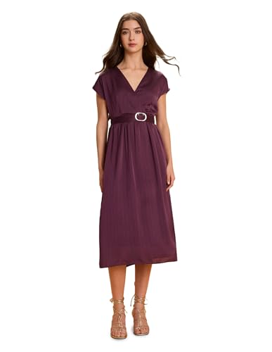U.S. Polo ASSN. Wrap Midi Dress with Belt (UWAW25DRS221_Purple_XS)