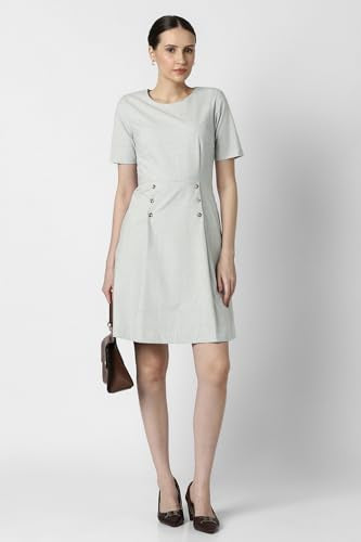 Van Heusen Women's Polyester Blend Modern Above Knee Dress (VWDRCRGFZ13786_Grey