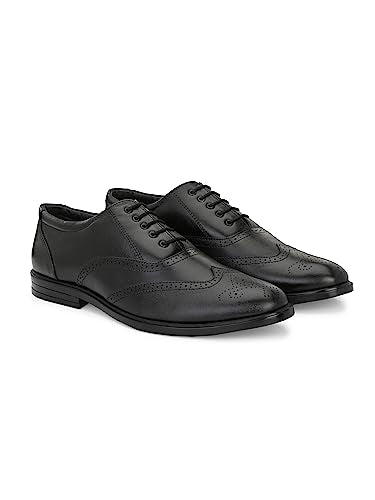 Eego Italy Plus Size Genuine Leather Brogue Lace Up Shoes_GT-17-BLACK-12