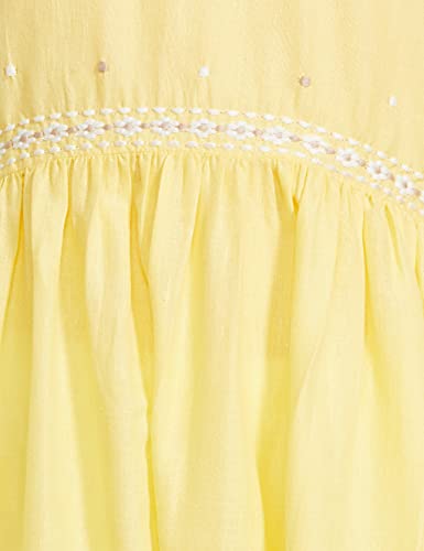 W for Woman Pale Yellow Gathered Dress_20FEW13494-213696_L