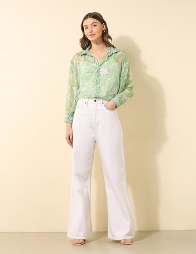 U.S. POLO ASSN. Relaxed Fit Chiffon Sheer Shirt (UWSS25SHT217_Multi-Colour_S)