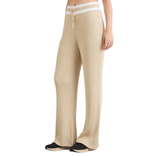 Skechers-2125 Women's Trousers-Flat Knit PANTS-PT0132ID-NTBL-XL Natural/Blue