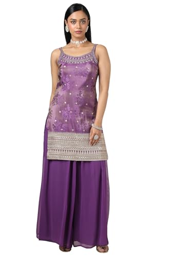 Soch Womens Purple Tissue Embroidered Suit Set with Sequins