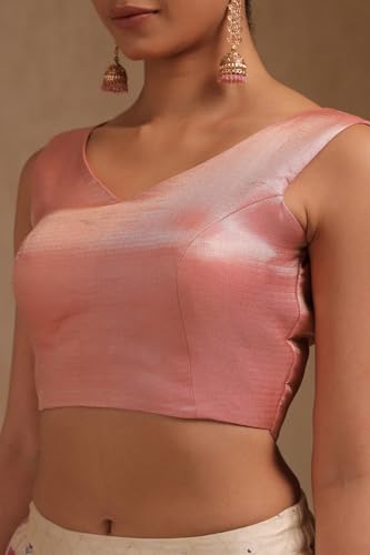 Soch Womens Peach Tussar Chevron Print Padded Blouse