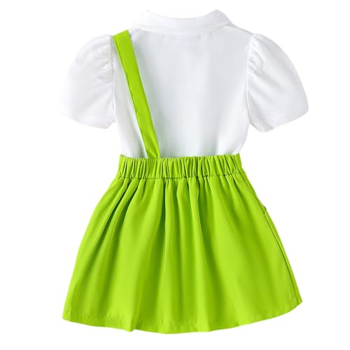 Hopscotch Girls Puff Sleeves White 2-Pc Bunny Applique Blouse & Skirt (6-7 Years)