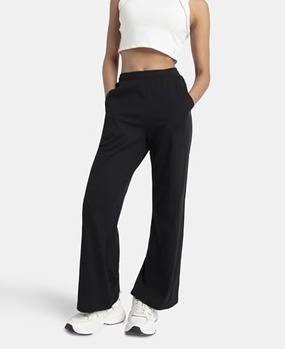 Jockey A158 Women's Super Combed Cotton Rich Straight Fit Wide Leg Pants_Black_L